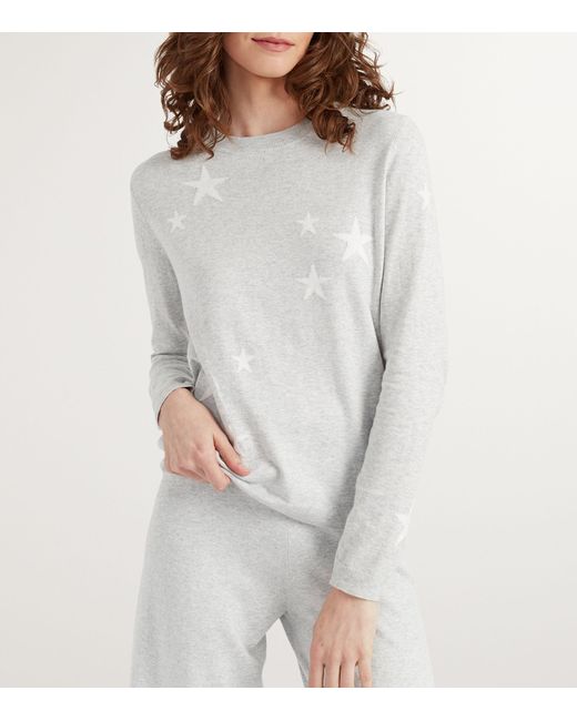 Chinti & Parker White Cotton Star Pattern Sweater