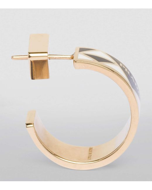 Prada Metallic Enamel Triangle Hoop Earrings