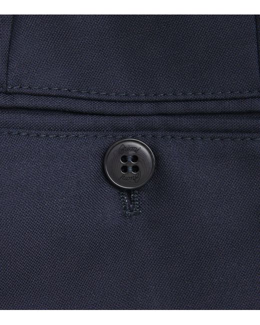 Brioni Blue Wool Pleated Melbourne Trousers for men