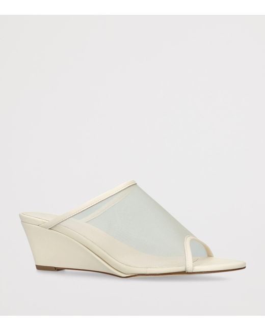 Aeyde White Leather-Mesh Suzanne Wedge Sandals 55