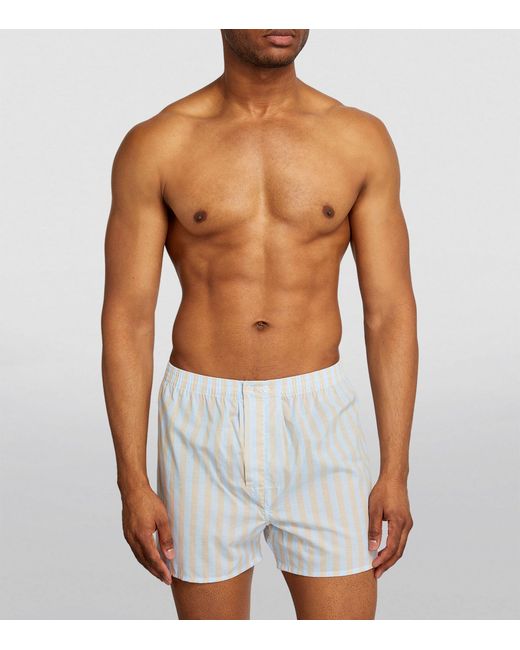 Derek Rose Gray Cotton Striped Boxer Shorts for men