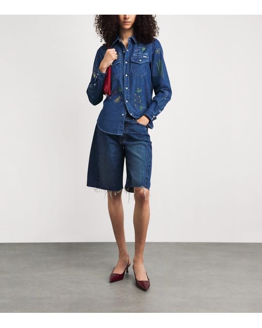 Mother Blue The Half-Pipe Denim Shorts