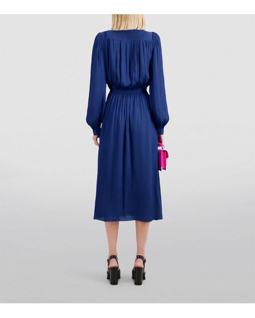 The Kooples Blue Pleated Midi Dress