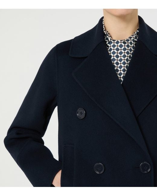 Max Mara Blue Virgin Wool Double-Breasted Coat