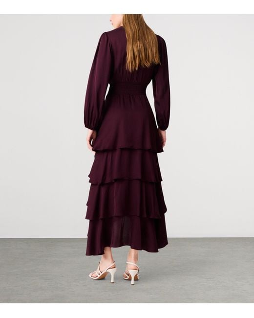 Maje Tiered Pussybow Midi Dress