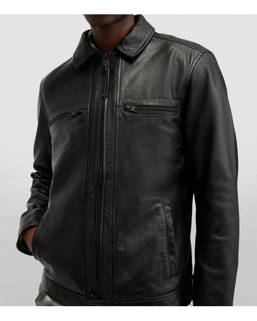 AllSaints Black Leather Luck Jacket for men