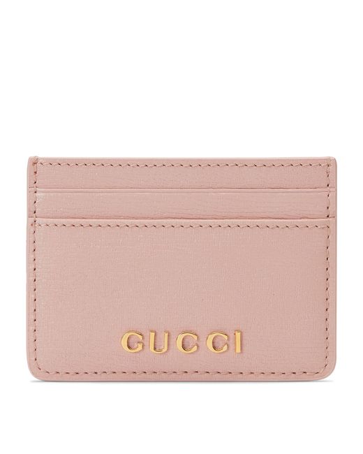 Gucci Pink Leather Letter Script Card Holder