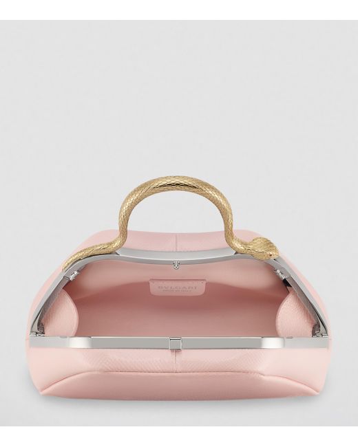 BVLGARI Pink Leather Serpentine Shoulder Bag