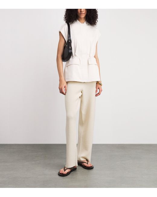 Fabiana Filippi White Wool-Cotton Wide-Leg Trousers