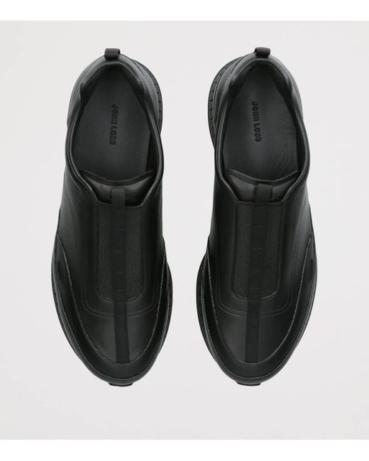 John Lobb Black Leather Stream Laced Sneakers for men