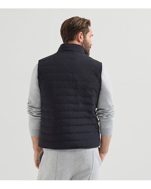 Brunello Cucinelli Blue Bonded Taffeta Down Gilet for men