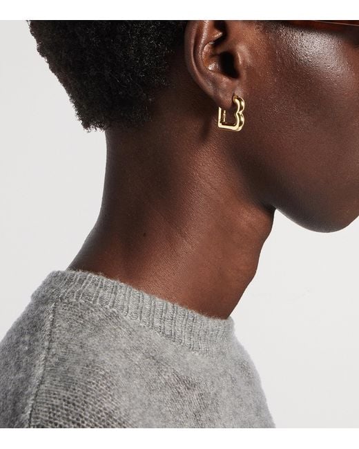 Balenciaga Metallic Xs B Hoop Earrings for men