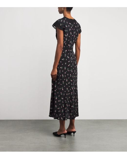 Rixo Black Rose Print Amary Maxi Dress