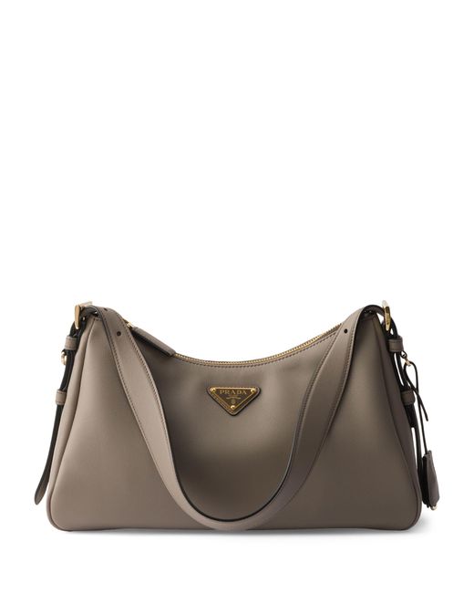 Prada Brown Medium Leather Aimée Shoulder Bag