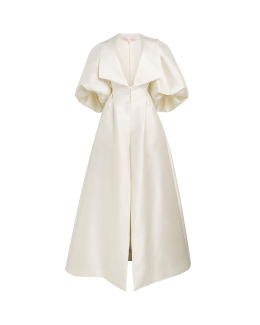 Sabina Bilenko White Satin Twill Martina Opera Coat