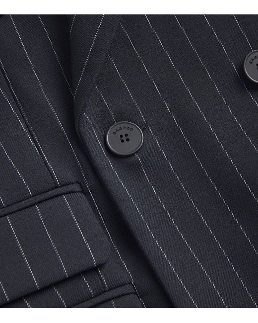 Sandro Black Striped Double-Breasted Blazer
