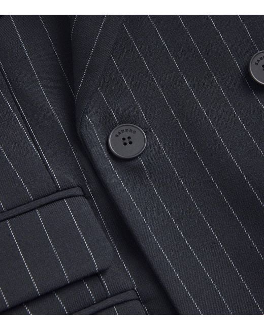 Sandro Black Striped Double-Breasted Blazer