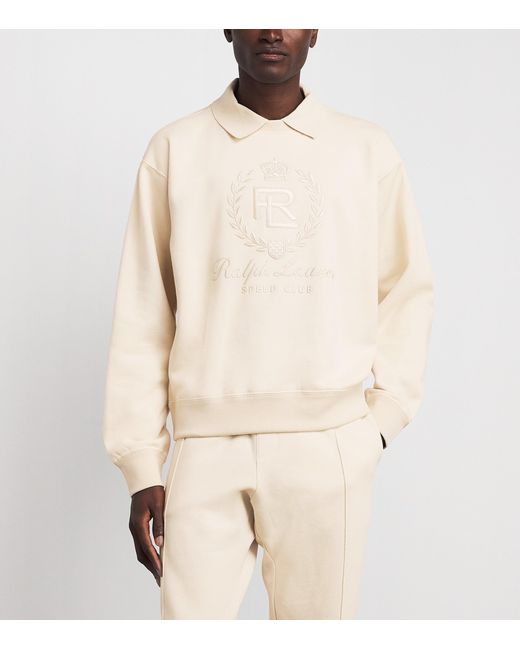 Ralph Lauren White Cotton-Cashmere Crest Collar Sweatshirt for men