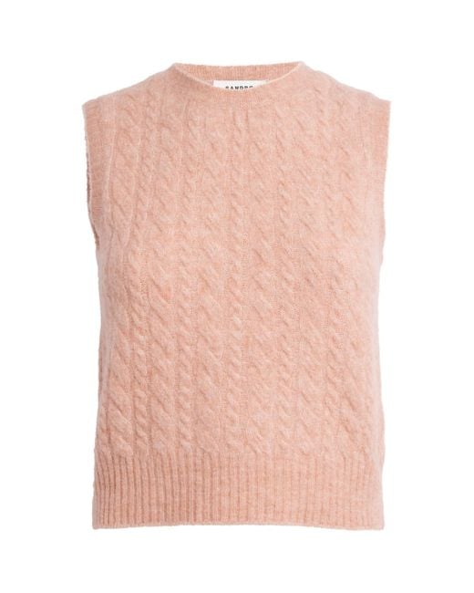 Sandro Pink Wool-Blend Sweater Vest