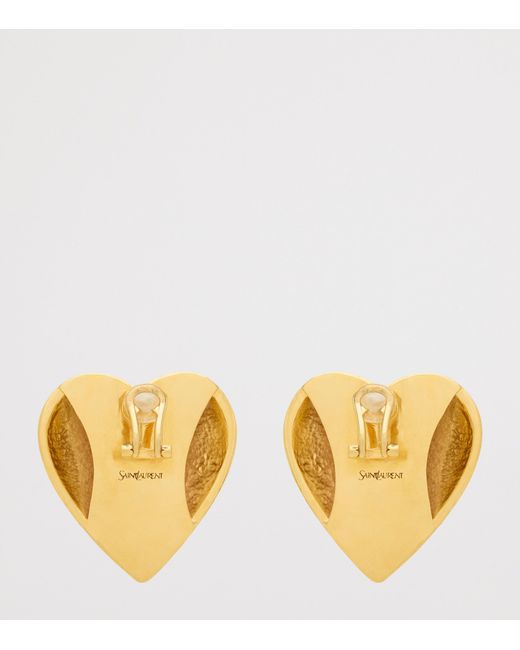 Saint Laurent Blue Enamel Heart Clip-On Earrings for men