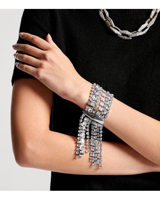 Jimmy Choo White Crystal-Embellished Zandra Bracelet