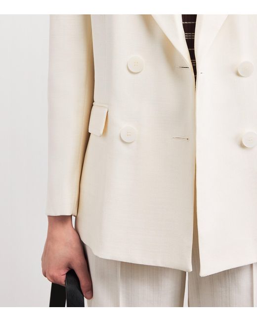 Sandro White Double-Breasted Blazer