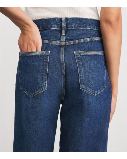 FRAME Blue The Cuffed Wide-Leg Jeans