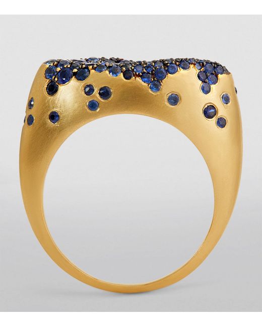 Nada Ghazal Blue Yellow Gold And Sapphire Malak Marquise Ring