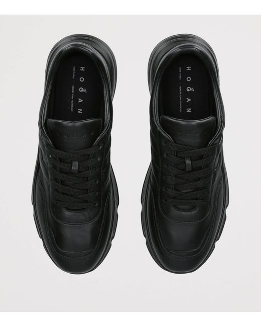 Hogan Black Leather Hyperlight Sneakers for men