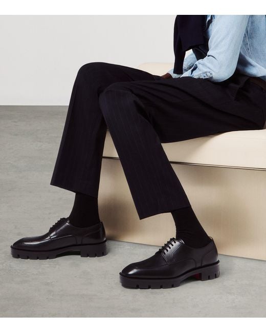 Christian Louboutin Black Davisol Lion Leather Derby Shoes for men