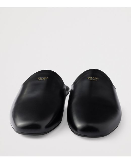 Prada Black Leather Flat Mules