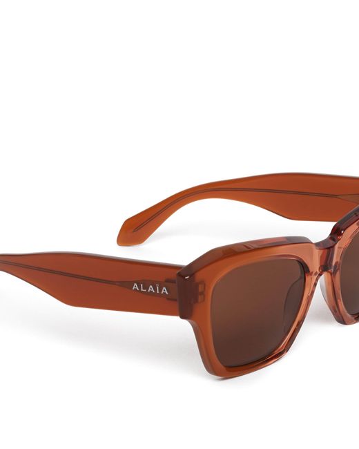 Alaïa Brown Acetate Melted Square Sunglasses