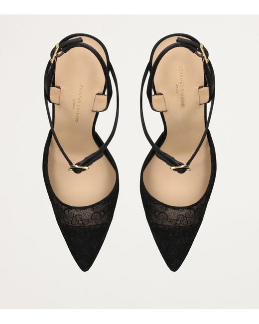 JENNIFER CHAMANDI Black Lace Vittorio Slingback Pumps 105