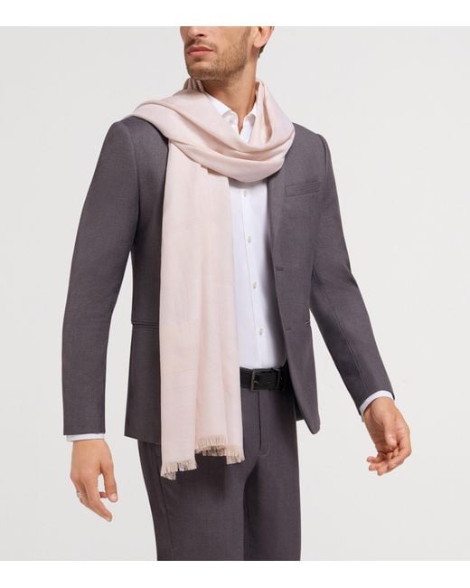 BVLGARI Natural Cashmere Logo Fringed Scarf for men