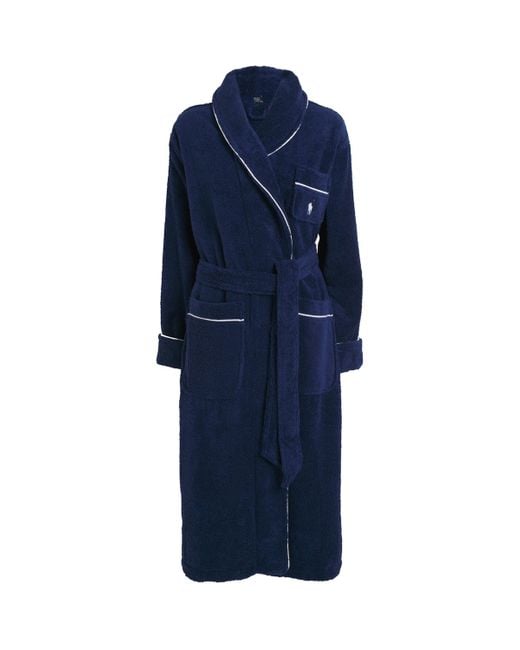 Polo Ralph Lauren Blue Towelling Polo Pony Robe
