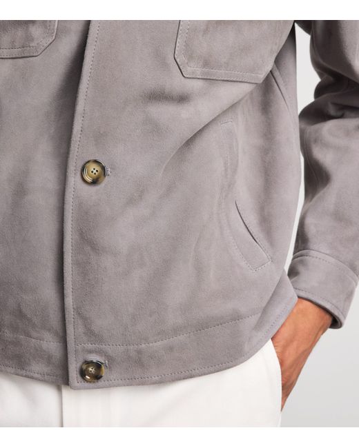 Lardini Gray Sheepskin Suede Jacket for men