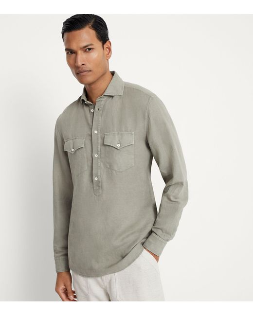 Brunello Cucinelli Gray Linen-cotton Shirt for men