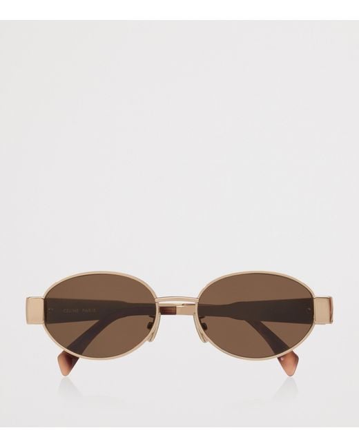 Céline Brown Metal Triomphe Cl40235U Oval Sunglasses