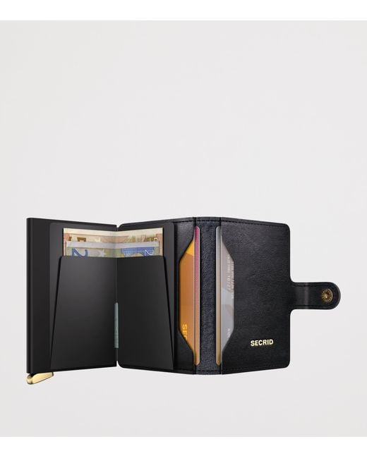 Secrid Black Leather Diamond-Embossed Miniwallet for men
