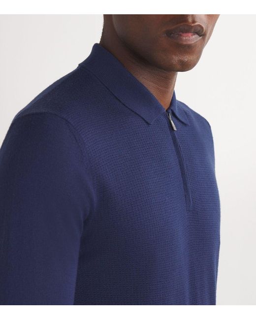 Corneliani Blue Virgin Wool Polo Shirt for men