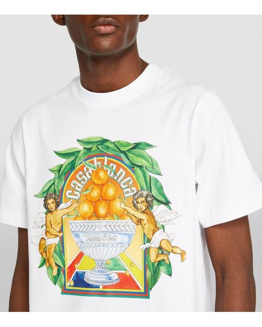 Casablancabrand White Triomphe D'orange Graphic-print Organic-cotton T-shirt for men
