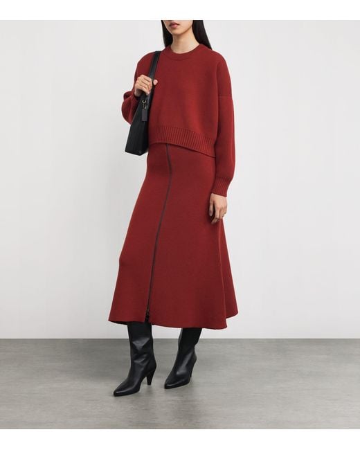 Johnstons Red Cashmere Cropped Sweater
