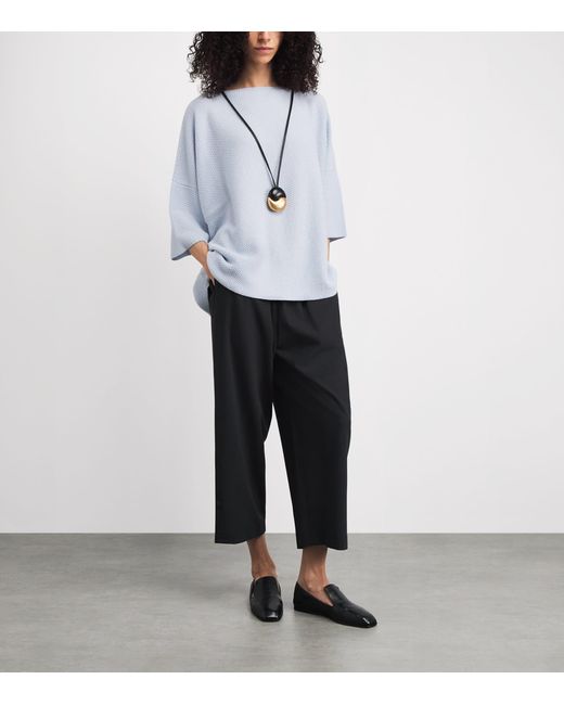 Eskandar Blue Cashmere Square-Neck Sweater