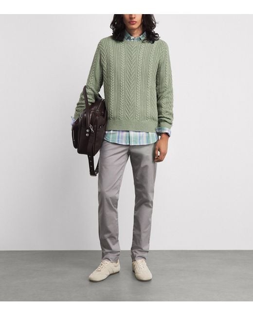 Polo Ralph Lauren Green Cotton-Linen Aran-Knit Sweater for men