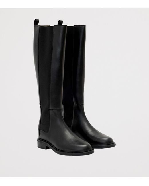 AllSaints Black Leather Bales Boots