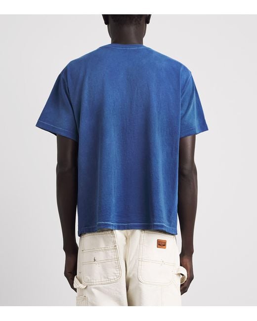 CHERRY LA Blue Chevron-Stitch Logo T-Shirt for men