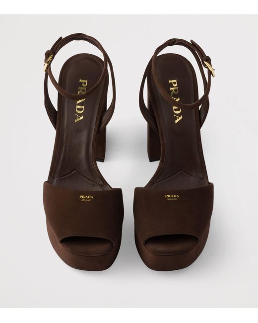 Prada Brown Suede Platform Sandals 115