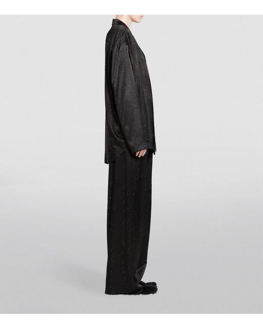 Balenciaga Black Rhinestone-Embellished Satin Shirt