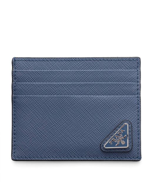 Prada Blue Saffiano Leather Card Holder for men