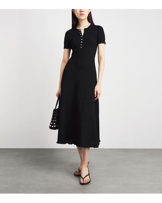 Sandro Black Knitted Midi Dress